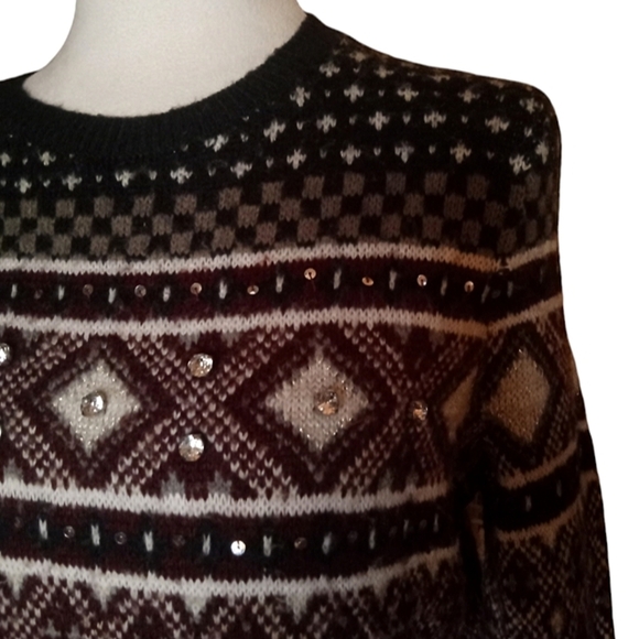 Abercrombie & Fitch Fair Isle Bling Chest Wool Blend Sweater Size Small - Picture 3 of 8